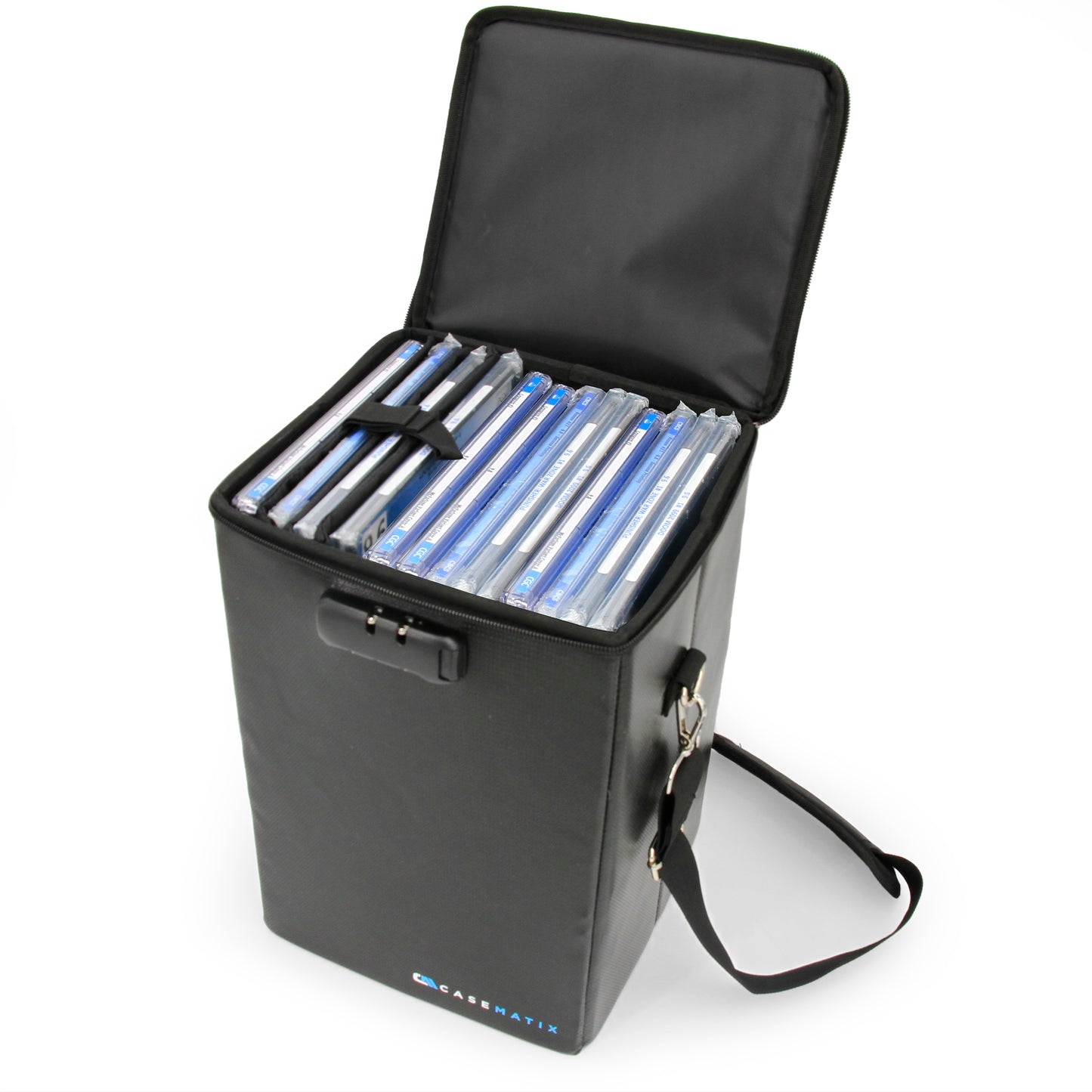 CASEMATIX Graded Comic Book Storage Fits 15 CGC Graded Comics, Hard Shell Fire Resistant Comic Book Bin with Three Padded Comic Book Box Dividers