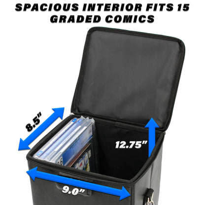 CASEMATIX Graded Comic Book Storage Fits 15 CGC Graded Comics, Hard Shell Fire Resistant Comic Book Bin with Three Padded Comic Book Box Dividers