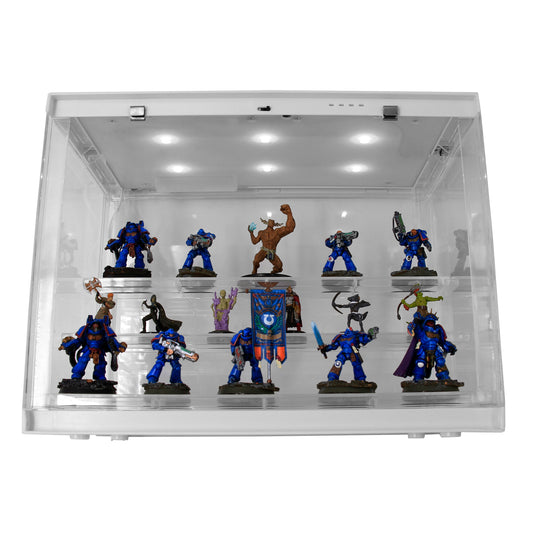 LED Display Case for Miniatures - 3-Tier Clear Acrylic Storage with 20 Grip Pads