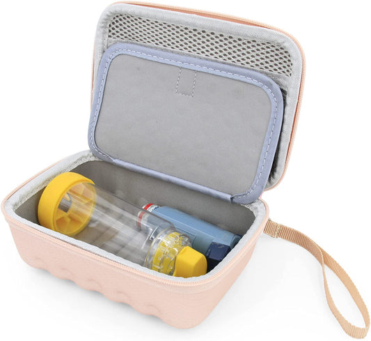 CASEMATIX Rose Gold Asthma Inhaler Case for Travel Fits Spacer, Mask and Accessories, Includes Case Only