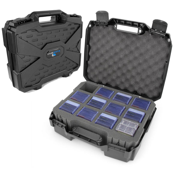 CASEMATIX Toploader Card Storage Case for Trading Cards Fits 450 Toploader or 100 One Touch Card Holders, Toploader Storage Box with 12 Compartments